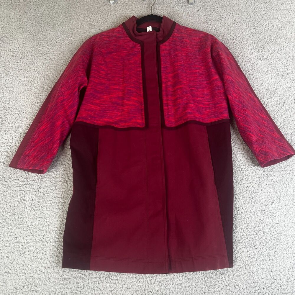 LULULEMON Cocoon Car Coat Bumble Jacket Womens Extra Small Rust Berry Snaps